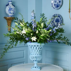 Mrs. Alice Adelaide Blue Lattice Urn< Vases | Vases & Planters
