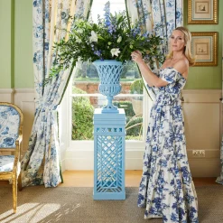 Mrs. Alice Adelaide Blue Lattice Urn< Vases | Vases & Planters