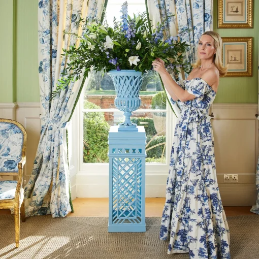 Mrs. Alice Adelaide Blue Lattice Urn< Vases | Vases & Planters