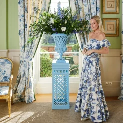 Mrs. Alice Adelaide Blue Lattice Urn< Vases | Vases & Planters