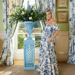 Mrs. Alice Adelaide Blue Lattice Urn< Vases | Vases & Planters