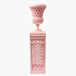 Mrs. Alice Adelaide Pink Lattice Urn & Pedestal< Vases | Vases & Planters