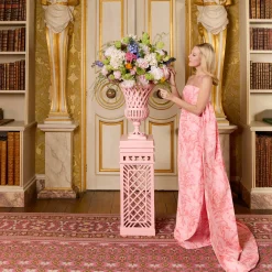 Mrs. Alice Adelaide Pink Lattice Urn< Vases | Vases & Planters