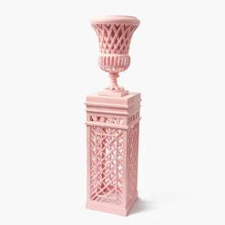 Mrs. Alice Adelaide Pink Lattice Urn & Pedestal< Vases | Vases & Planters