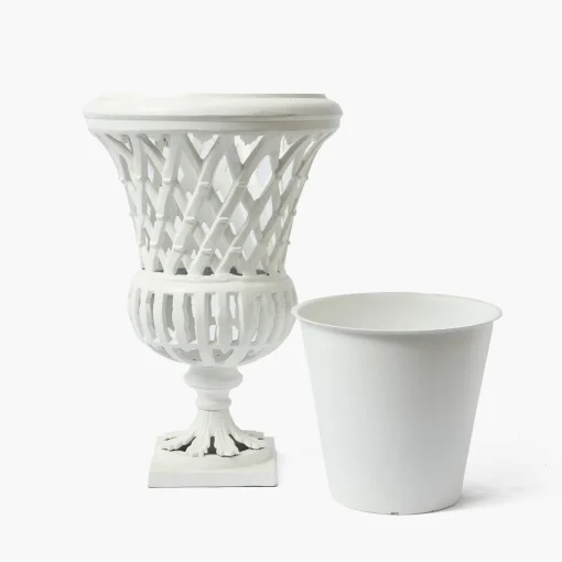 Mrs. Alice Adelaide White Lattice Urn & Pedestal< Vases | Vases & Planters