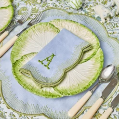 Mrs. Alice Alathea Blue & Green Linen Placemats (Set of 4)< Placemats