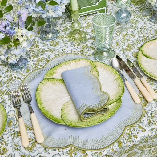 Mrs. Alice Alathea Blue & Green Placemats & Napkins (Set of 4)< Table Linen Sets | Mrs. Alice Monogram