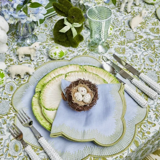Mrs. Alice Alathea Blue & Green Placemats & Napkins (Set of 4)< Table Linen Sets | Mrs. Alice Monogram
