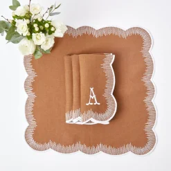 Mrs. Alice Alathea Caramel Linen Placemats & Napkins (Set of 4)< Table Linen Sets | Mrs. Alice Monogram