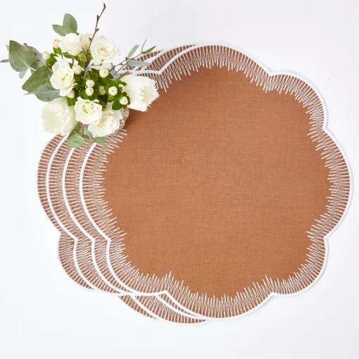 Mrs. Alice Alathea Caramel Linen Placemats & Napkins (Set of 4)< Table Linen Sets | Mrs. Alice Monogram