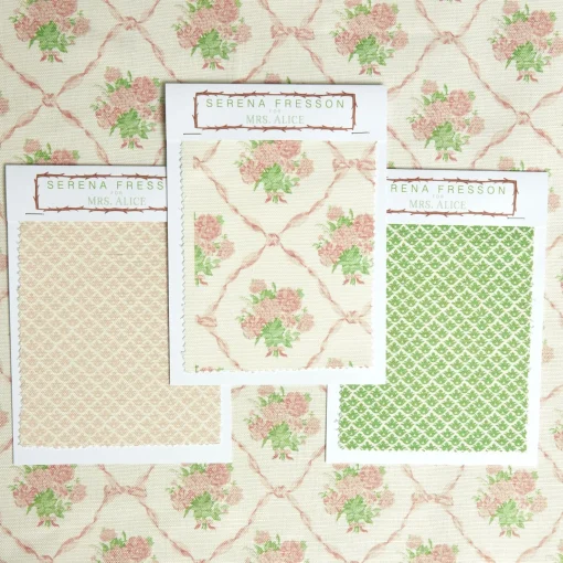 Mrs. Alice Alice's Bouquet Fabric (Pink)< Serena Fresson Fabrics