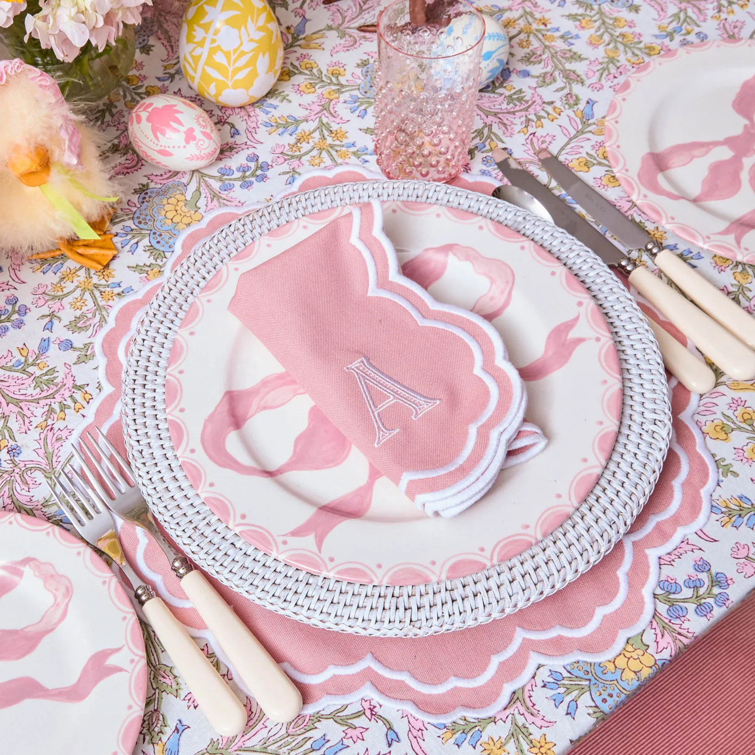 Mrs. Alice Allegra Pink Placemats & Napkins (Set of 4)< Table Linen Sets | Mrs. Alice Monogram