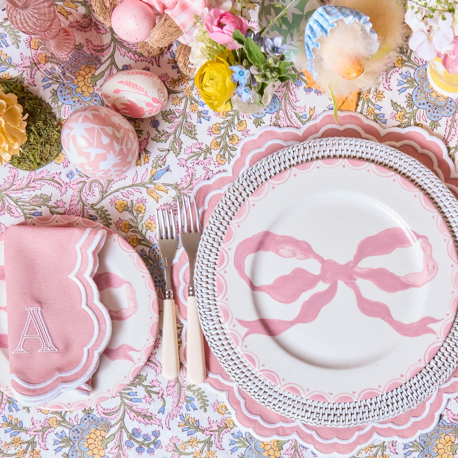 Mrs. Alice Allegra Pink Placemats & Napkins (Set of 4)< Table Linen Sets | Mrs. Alice Monogram