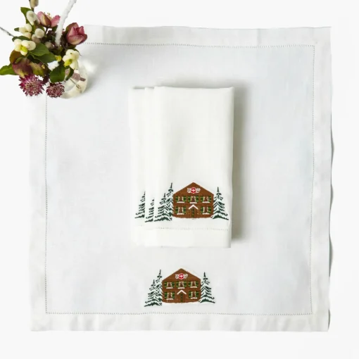 Mrs. Alice Alpine Chalet White Linen Napkins (Set of 4)< Napkins | Under £100