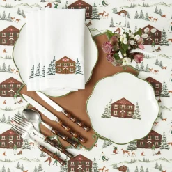 Mrs. Alice Alpine Chalet White Linen Napkins (Set of 4)< Napkins | Under £100