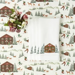 Mrs. Alice Alpine Chalet White Linen Napkins (Set of 4)< Napkins | Under £100