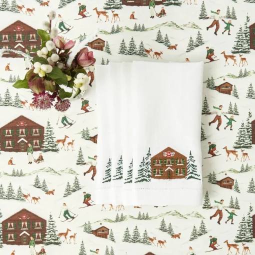 Mrs. Alice Alpine Chalet White Linen Napkins (Set of 4)< Napkins | Under £100