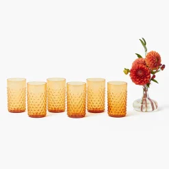 Mrs. Alice Amber Hobnail Glasses (Set of 6)< Glasses