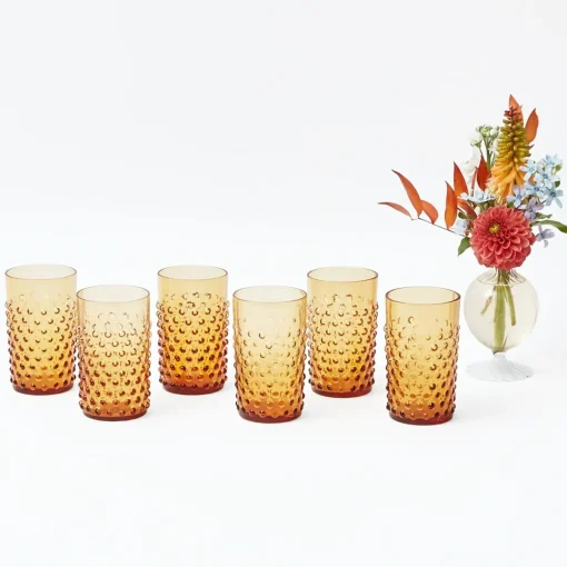Mrs. Alice Amber Hobnail Glasses (Set of 6)< Glasses
