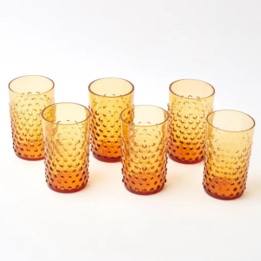 Mrs. Alice Amber Hobnail Glasses (Set of 6)< Glasses