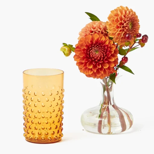 Mrs. Alice Amber Hobnail Glasses (Set of 6)< Glasses