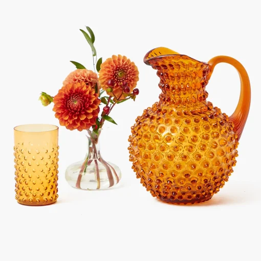 Mrs. Alice Amber Hobnail Glasses (Set of 6)< Glasses