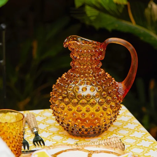 Mrs. Alice Amber Hobnail Jug< Jugs