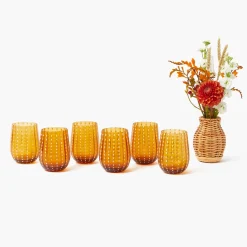 Mrs. Alice Amber Speckle Water Glasses (Set of 6)< Glasses