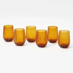 Mrs. Alice Amber Speckle Water Glasses (Set of 6)< Glasses