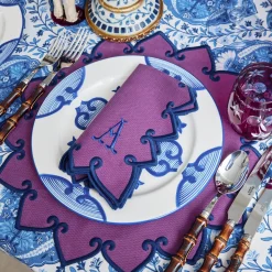 Mrs. Alice Angelina Aubergine & Blue Napkins (Set of 4)< Napkins | Mrs. Alice Monogram