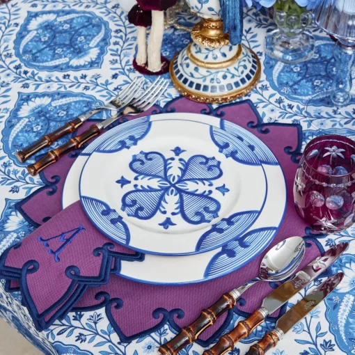 Mrs. Alice Angelina Aubergine & Blue Napkins (Set of 4)< Napkins | Mrs. Alice Monogram
