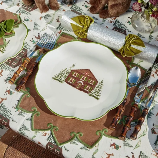 Mrs. Alice Angelina Chestnut & Green Placemats & Napkins (Set of 4)< Table Linen Sets | Mrs. Alice Monogram