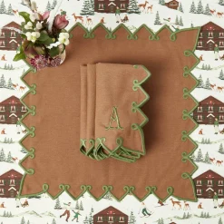 Mrs. Alice Angelina Chestnut & Green Napkins (Set of 4)< Napkins | Mrs. Alice Monogram