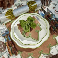 Mrs. Alice Angelina Chestnut & Green Placemats & Napkins (Set of 4)< Table Linen Sets | Mrs. Alice Monogram