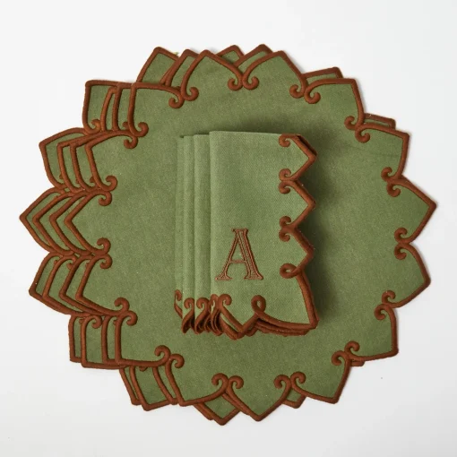 Mrs. Alice Angelina Forest Green & Brown Placemats (Set of 4)< Placemats
