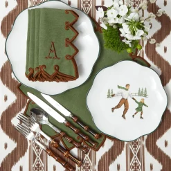 Mrs. Alice Angelina Forest Green & Brown Napkins (Set of 4)< Napkins | Mrs. Alice Monogram