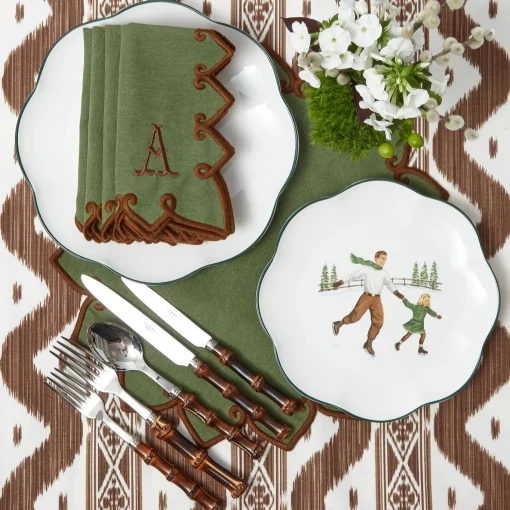 Mrs. Alice Angelina Forest Green & Brown Napkins (Set of 4)< Napkins | Mrs. Alice Monogram