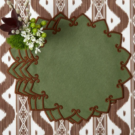 Mrs. Alice Angelina Forest Green & Brown Placemats (Set of 4)< Placemats