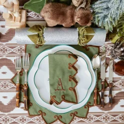 Mrs. Alice Angelina Forest Green & Brown Napkins (Set of 4)< Napkins | Mrs. Alice Monogram