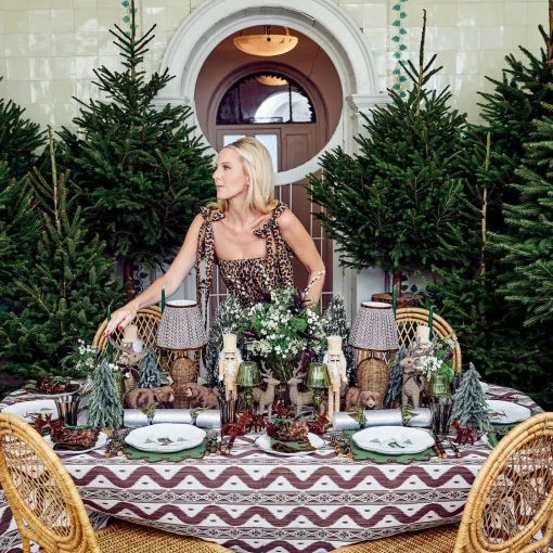Mrs. Alice Angelina Forest Green & Brown Placemats & Napkins (Set of 4)< Table Linen Sets | Mrs. Alice Monogram