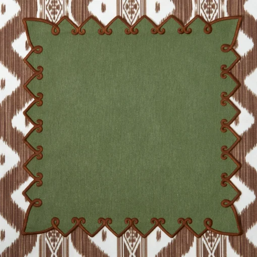 Mrs. Alice Angelina Forest Green & Brown Napkins (Set of 4)< Napkins | Mrs. Alice Monogram