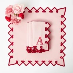 Mrs. Alice Angelina Pink & Red Napkins (Set of 4)< Napkins | Mrs. Alice Monogram