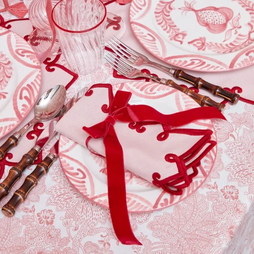 Mrs. Alice Angelina Pink & Red Napkins (Set of 4)< Napkins | Mrs. Alice Monogram