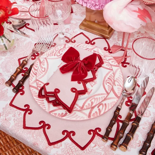 Mrs. Alice Angelina Pink & Red Placemats & Napkins (Set of 4)< Table Linen Sets | Mrs. Alice Monogram