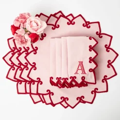 Mrs. Alice Angelina Pink & Red Placemats & Napkins (Set of 4)< Table Linen Sets | Mrs. Alice Monogram