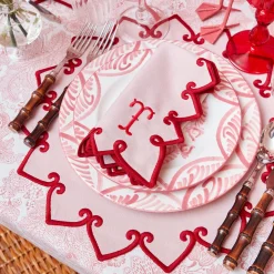 Mrs. Alice Angelina Pink & Red Placemats & Napkins (Set of 4)< Table Linen Sets | Mrs. Alice Monogram