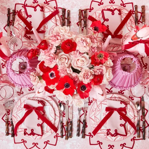 Mrs. Alice Angelina Pink & Red Placemats & Napkins (Set of 4)< Table Linen Sets | Mrs. Alice Monogram