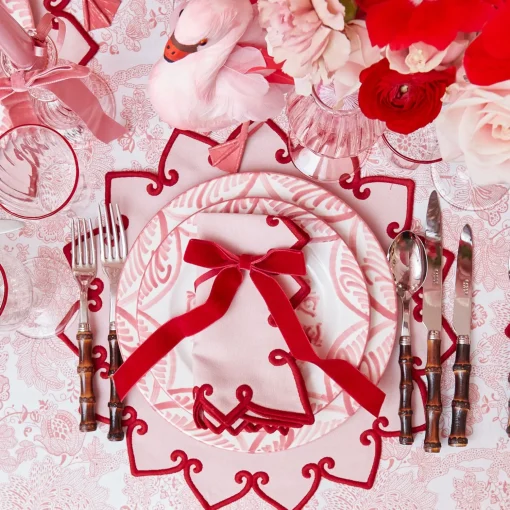 Mrs. Alice Angelina Pink & Red Placemats & Napkins (Set of 4)< Table Linen Sets | Mrs. Alice Monogram