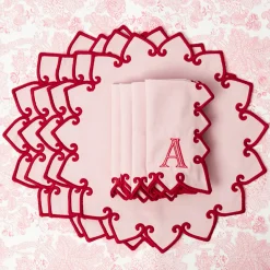 Mrs. Alice Angelina Pink & Red Placemats & Napkins (Set of 4)< Table Linen Sets | Mrs. Alice Monogram