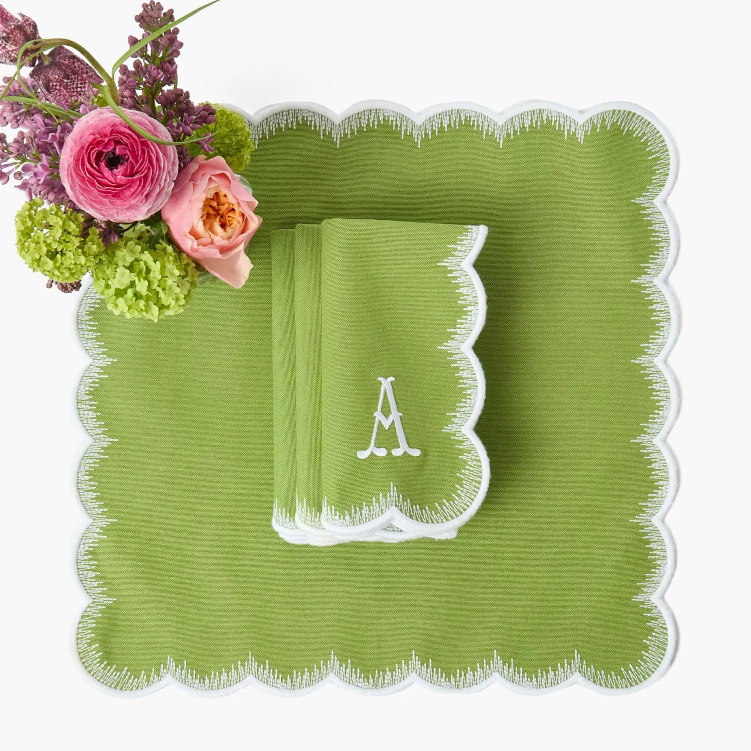 Mrs. Alice Apple Green Isabella Napkins (Set of 4)< Summer Table Linen | Napkins